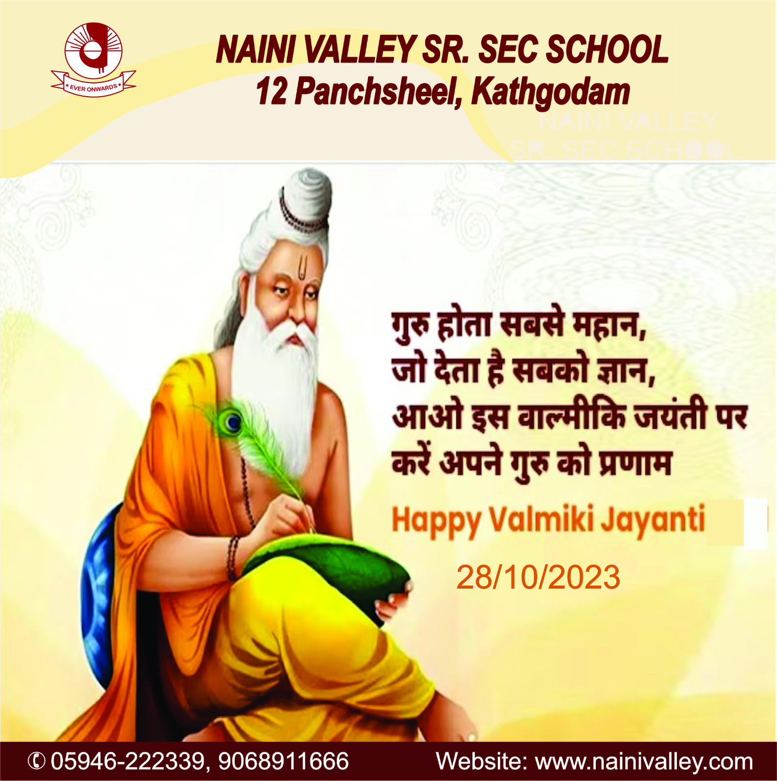 Greetings on Maharishi Valmiki Jayanti!!